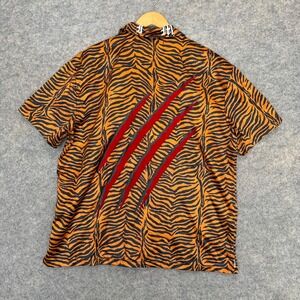 Not Of This Earth Tiger Stripes Button Shirt Men Large Primal Collar Animal Camp